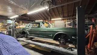 66 mustang is moving forward 