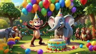 🎈 The Flower Party Song | Monkey&rsquo;s Surprise for Elephant | Kids Birthday Cartoon 🎂🚌