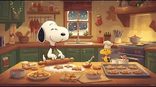 Warm Christmas Kitchen with Snoopy 🎄❄️ | Snowfall & Cozy Ambience