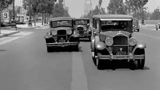 1930's Car Dash POV camera Wilshire Boulevard Beverly Hills Classic American Cars