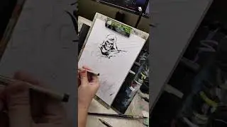 LIVE: Skeletor ink drawing