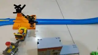 Shinkasen Train crash in Japan. Toy version. Human lego. Lego follow-me car crash. 