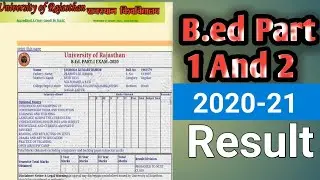 university of rajasthan b ed part 1 result 2020-21 ||  University of Rajasthan ka result kaise Dekhe