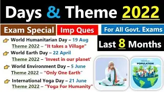Days and Themes 2022 Current Affairs | January To August | 2022 |Current Affairs 2022 Days And Theme