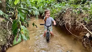 MEU FILHO FEZ TRILHA DE BIKE DENTRO DO RIO. Thiago velho