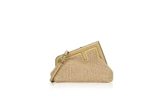 Fendi Raffia Nappa Macrame Small Fendi First Natural Sahara
