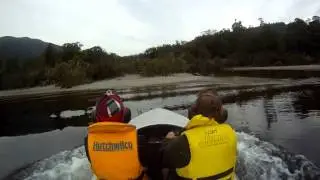 Jet boating into Lake Ellery, New Zealand
