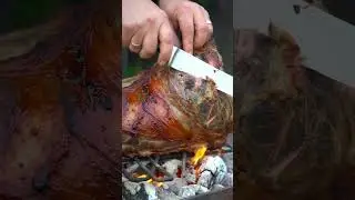 🐪🔥 Cinematic Camel Roast ASMR | Juicy Tender Meat Over Glowing Embers 🍖 | Knife Cutting Sounds 🎥