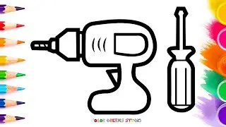 How to Draw a Drill and Screwdriver | Easy Step By Step | Easy Drawing