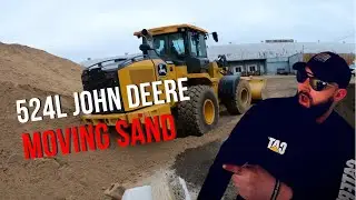 John deere 524L Wheel Loader Cleaning up our yard #johndeere