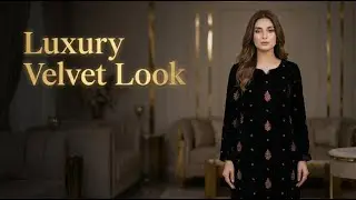 Luxury Black Velvet Shirt & Plain Straight Trouser | Winter Party Wear Dress | Pakistani Velvet