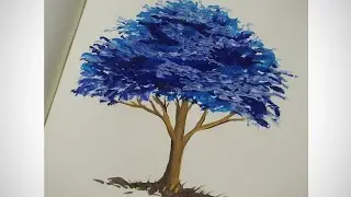 How to paint simple tree easily // Tree painting with goauche color