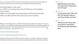 TNPSC Answer Key 2019 Released for Junior Analyst Posts ...