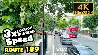 LONDON BUS RIDE 3x Speed, 189, Marble Arch to Brent Cross, Tour in Diorama-like London, 4K