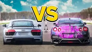 Drag race nissan VS Audi r8 😱😱😱