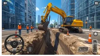 🚧 Excavator Digging Simulator 2025 | City Construction Gameplay | Android Simulator