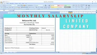 How to create A Private Company Salary Slip in MS Excel | বেসরকারী কোম্পানির বেতন স্লিপ |