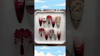 Which anime vibe do you feel in this design? #animenails #nailart #anime #demonslayer