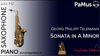 Georg Philipp Telemann: Sonate in A minor transposed for Alto Saxophone, accompaniment 442Hz
