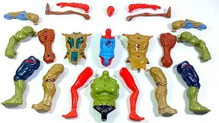 ASSEMBLE AVENGERS TOYS..SPIDER HODHI vs THANOS ARMOR vs SIREN HEAD vs HULK SMASH.. 