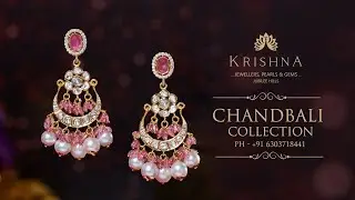 #ChandbaliEarrings | Polki Ruby Chandbali Earring in yellow gold | Krishna Jewellers Pearls & Gems