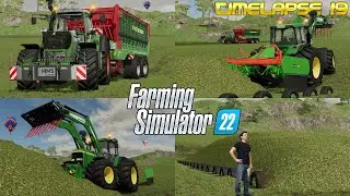Huge SILAGE PILE? 😱 FIELD GRASS HARVEST & STORAGE in FIELD SILO! 💪🚜💨 | [FS22] - Timelapse #19
