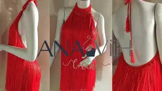 vestido de crochê frente única com franjas (parte 2)