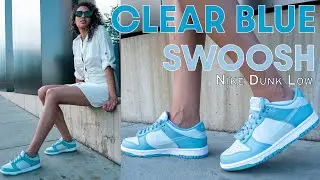 A SPECIAL pair of Dunks for SMALL FEET!  Nike Dunk Low Clear Blue Swoosh Review and How to Style