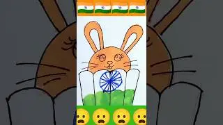 flag drawing on rabbit #youtubeshorts #republicday #independencedaydrawing #shorts