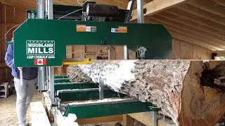Maple Live Edge Slabs on the HM136 Max Sawmill
