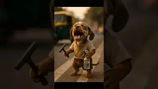 Poor puppy's emotional 😭 story at the traffic signal #ai_nimation #emotional #traffic #carwash