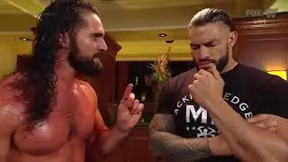 Seth Rollins, Roman Reigns, Jey & Jimmy Uso backstage segment on 