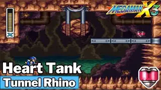 Megaman X3 - Tunnel Rhino Heart Tank Location