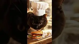 Black Cat Cooking Fresh Bread in a Street Kitchen #blackcat #cat #cooking #shorts