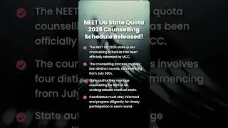 NEET UG 2025 State Quota Counselling Dates Announced!