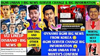DYNAMO BGMI UNBAN BIG NEWS FROM KOREA 🤩 VLT DISBAND 😳MORTAL MARRYING BIG NEWS 😮 SCOUT QUIT'S BGMI ?🤔