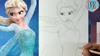 How to draw Elsa from frozen // full outline tutorial for beginners ||