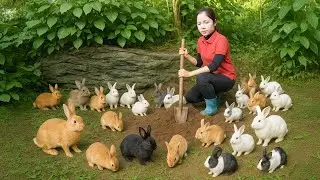 Harvest 1000kg Baby Rabbits in the Forest and Trading at the Countryside Market