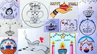 12 Amazing Drawing Ideas (For Diwali) | Happy Diwali drawing | Diwali drawing easy | chitra