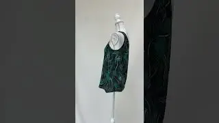 Equipment, GreenBlackWhite Palm Print Asymmetrical One Strap Silk Top, Size S, $79