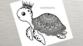 How to draw Mandala for Beginners | Tortoise mandala art | Tortoise drawing | stepbystep | doodle