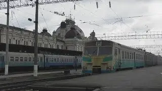 FHD. Осень. Электропоезд ЭПЛ9Т-007 №6327 Жмеринка &ndash; Гречаны отправляется со ст.Жмеринка