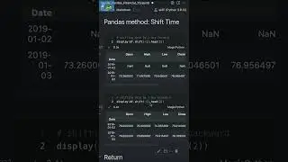 Pandas shift / Stock Retuen #shorts #programming