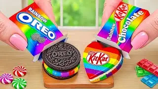 Satisfying Mini Rainbow OREO vs KitKat Rainbow Heart! 🍫🌈 ASMR Decorating Challenge