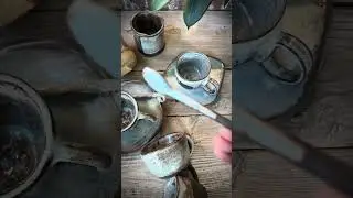 Rustic Blue Coffee Cups Setting #ceramic#pottery#coffeemug#coffeelover#handmade#handmadewithlove