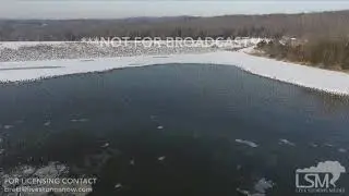 02-02-19 Doylestown PA Aerial View of Frozen Lake Galena and Hundreds of geese