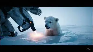 A humanoid robot saves polar bear