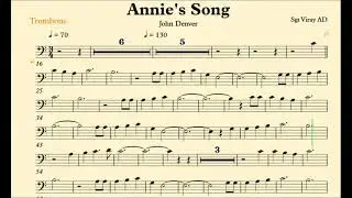 Annie's Song By John Denver Trombone Play Along Music Sheet Backing Track
