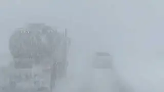 Heavy Snowfall, QEW highway near Lincoln, Ontario Canada 