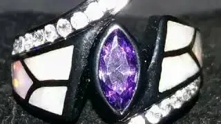 anello opale di fuoco,mystic Marquise viola,Rhodium+box+gift,boho,chakra,reiki
